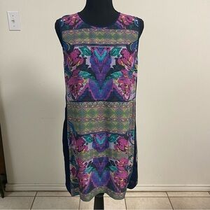 Kachel Dress Women’s Size 6P Black Floral Print 100% Silk Sleeveless Dress